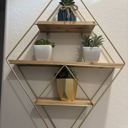 Gold Rectangle Wall Shelf