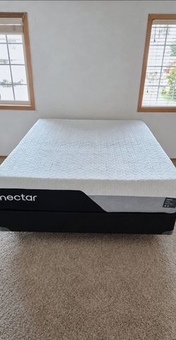 Newer Queen Nectar Premier 13" Mattress, Boxspring and Metal Bed Frame