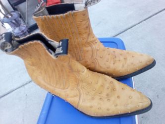 Ostrich Leather Western Cowboy Boots