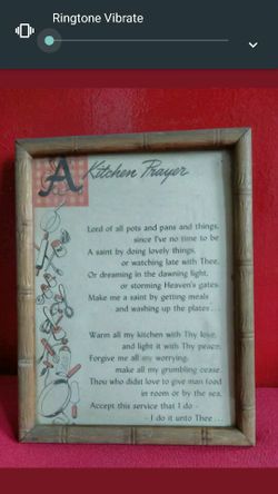 Antique Small frame Kitchen prayer with original Frame and Christal Clear Glass