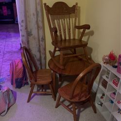 Kids Wood Table 2 Chairs And Rocking Chair 
