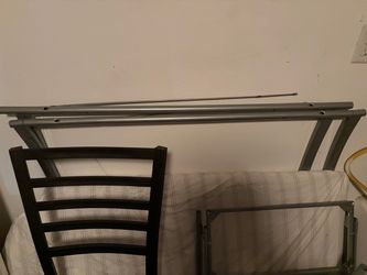 Glass desk with glass slid out