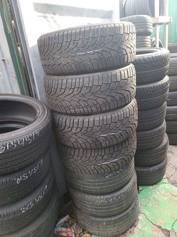 225 50 17 (4) HIGH TREAD Snow used tires FREE installation and balance