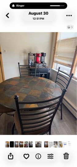 Round Slate Top Dining Table with Chairs