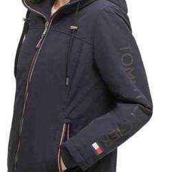 Tommy Hilfiger Heavyweight Softshell Navy Hooded Jacket Size L Pre-owned Like New MSRP $105