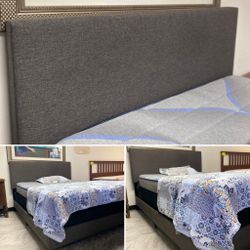 Upholstered Linen Queen Platform Bed Frame $99.99 