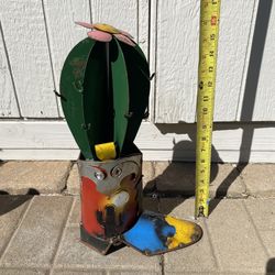 Cactus Boot Rustic Yard Art Lawn Decoration Metal Art