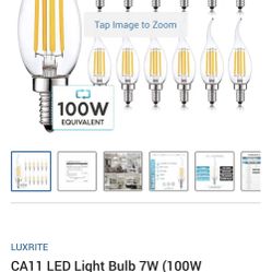 12 Pack CA11 LED Light Bulb 7W (100W Equivalent) 800LM 4000K Cool White Dimmable E12 Candelabra Base 