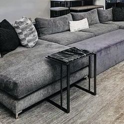 Grey Large Sectional With Built In Ottoman 2 Chaises