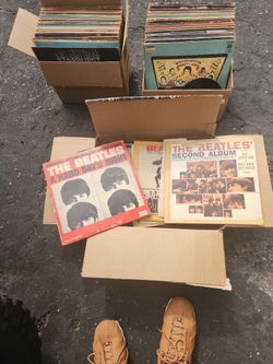 Three boxes of old lps Records , all kinds , beetles , you name it , it's in there 