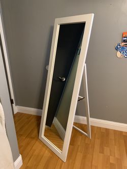 White Floor Mirror   