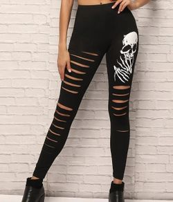Skull Print Slim Leggins