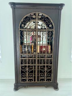 Tall Ornate Wine Cabinet / Wine Cellar – Stunning Metalwork & Storage