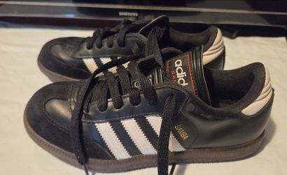 adidas Samba Indoor kids Soccer Shoes White/Black, Unisex Size 3Y youth