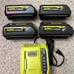 *NEW* Ryobi 40V 4.0Ah batteries and Rapid charger — Read the description
