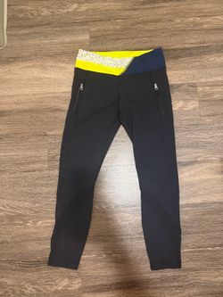 lululemon athletica Black Leggings with Yellow and Navy Waistband