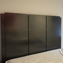 Queen Bed - Bedroom Set With One Side Table And Dresser - Dark Wood - Need Gone ASAP