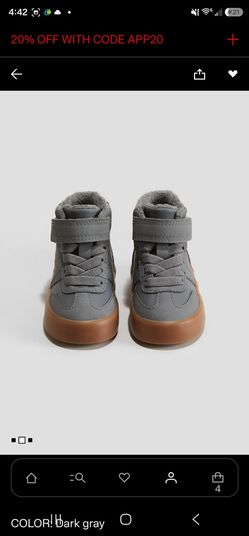 H&M Baby Warm High-Tops with Brown Sole sz 4-5