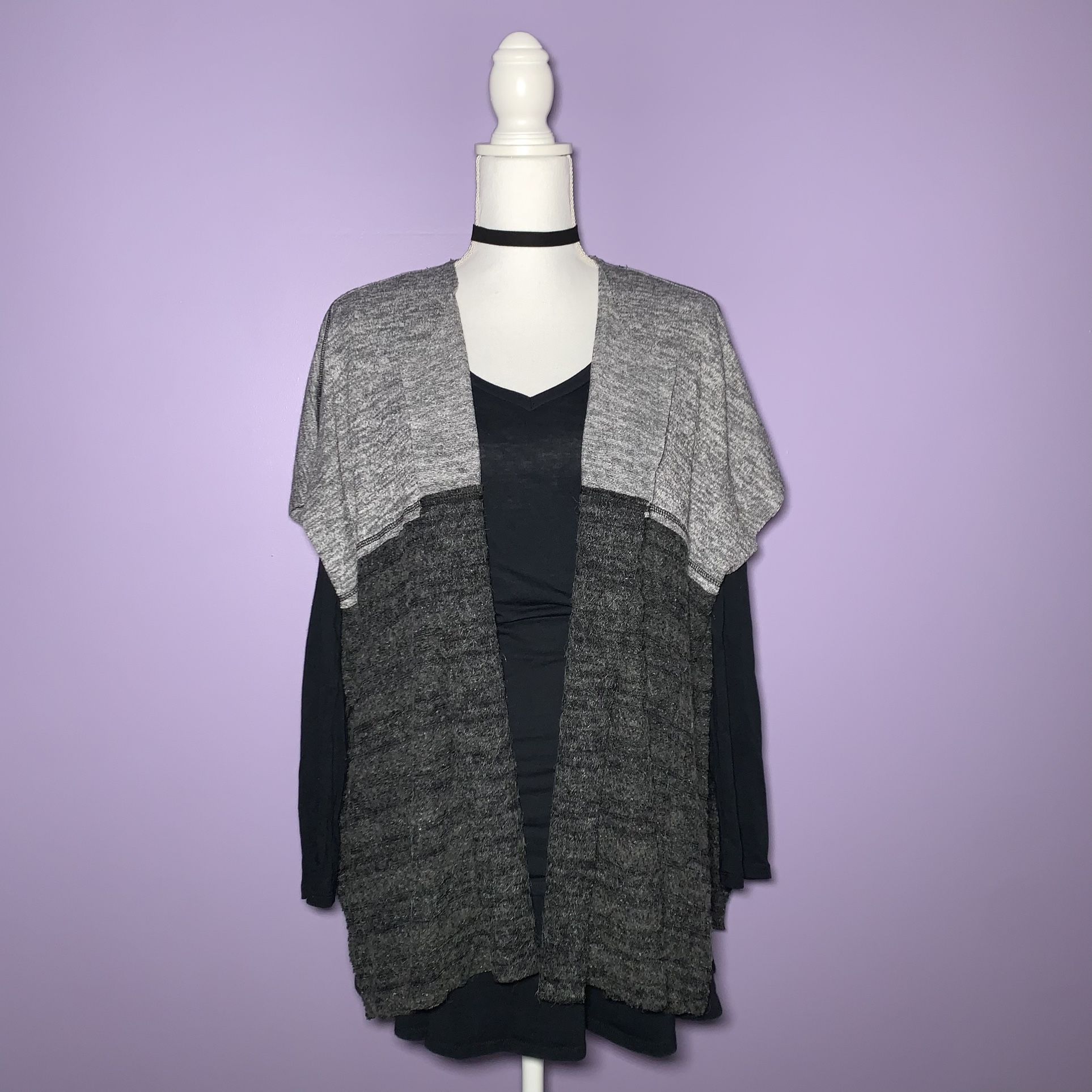 NWT Heathered Grey Short Sleeve Cardigan