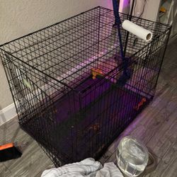 Extra Large Dog Cage With Two Doors And Sliding Plastic Mat