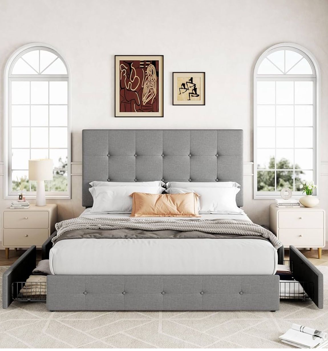 Queen Size Platform Bed Frame - (Without mattress)