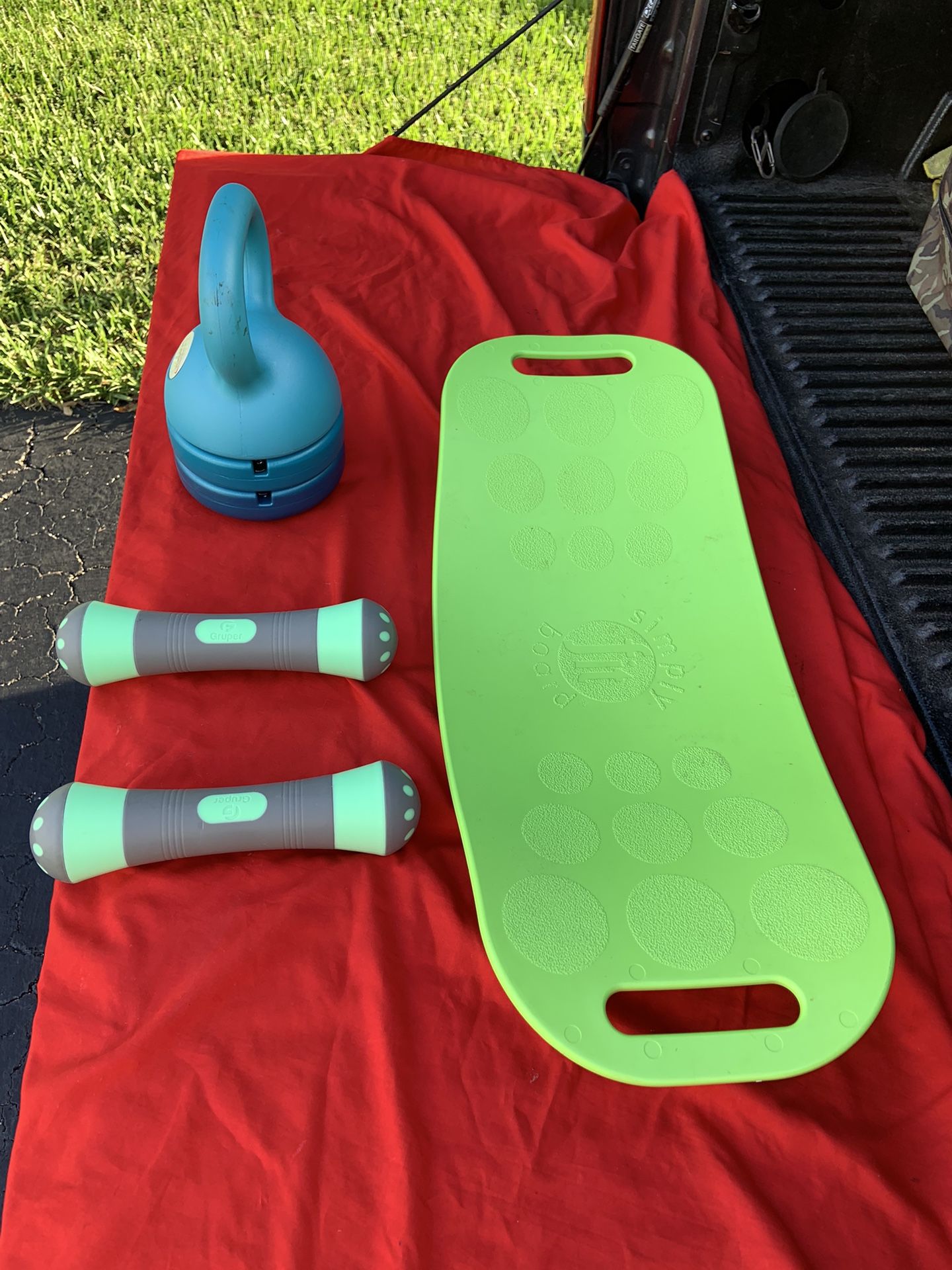 Exercise Equipment Set- Adjustable Kettlebell, Adjustable Dumbbell, And Balance Board