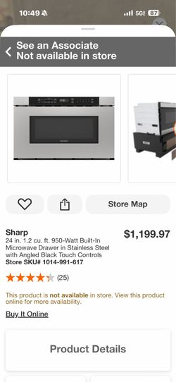 Sharp 24 in. 1.2 cu. ft. 950-Watt Built-In Microwave Drawer in Stainless Steel with Angled Black Touch Controls