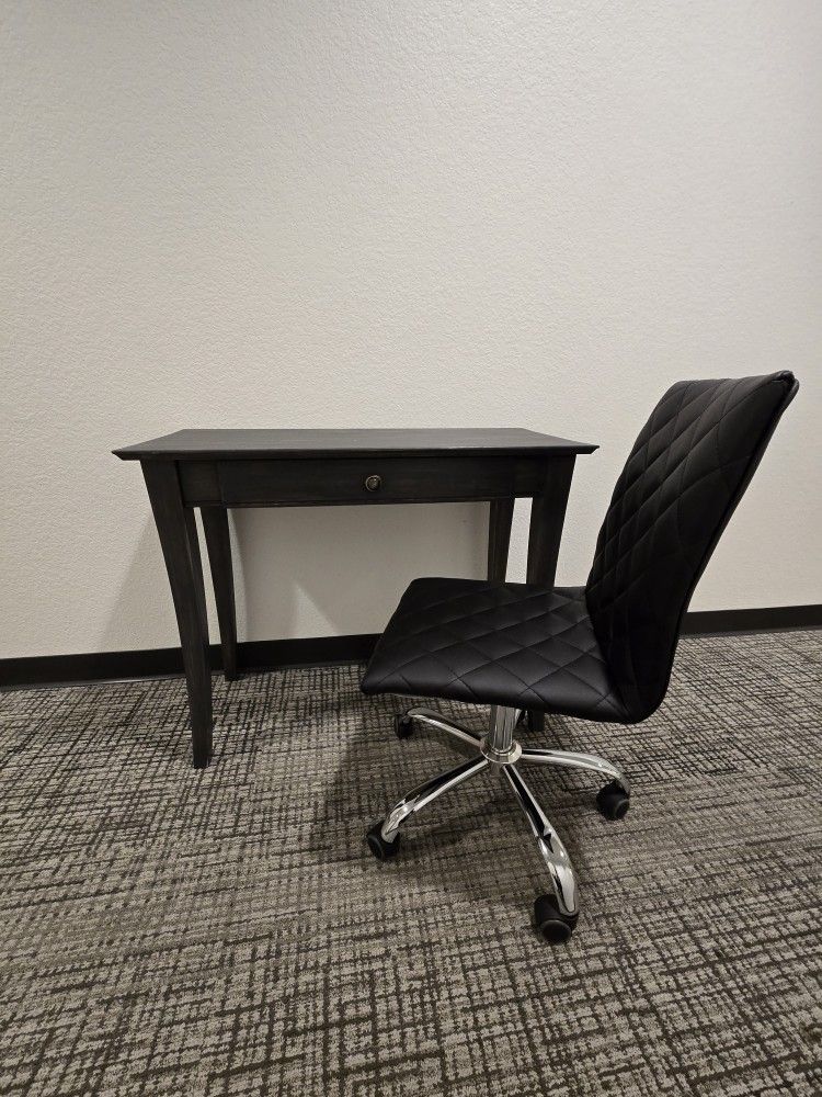 Gray Desk with Adjustable Height Office Chair