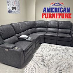 Sofa Sectional Power Recliners & Wireless Charger