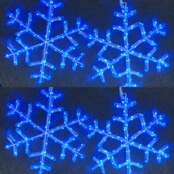 Set of 4 Blue LED Snowflake Lights – Holiday / Winter Décor