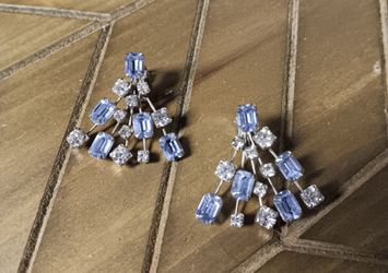 Vintage 1950's Kramer of New York Waterfall Rhinestone Earrings