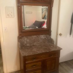 Antique Eastlake Victorian Marble-Top Washstand