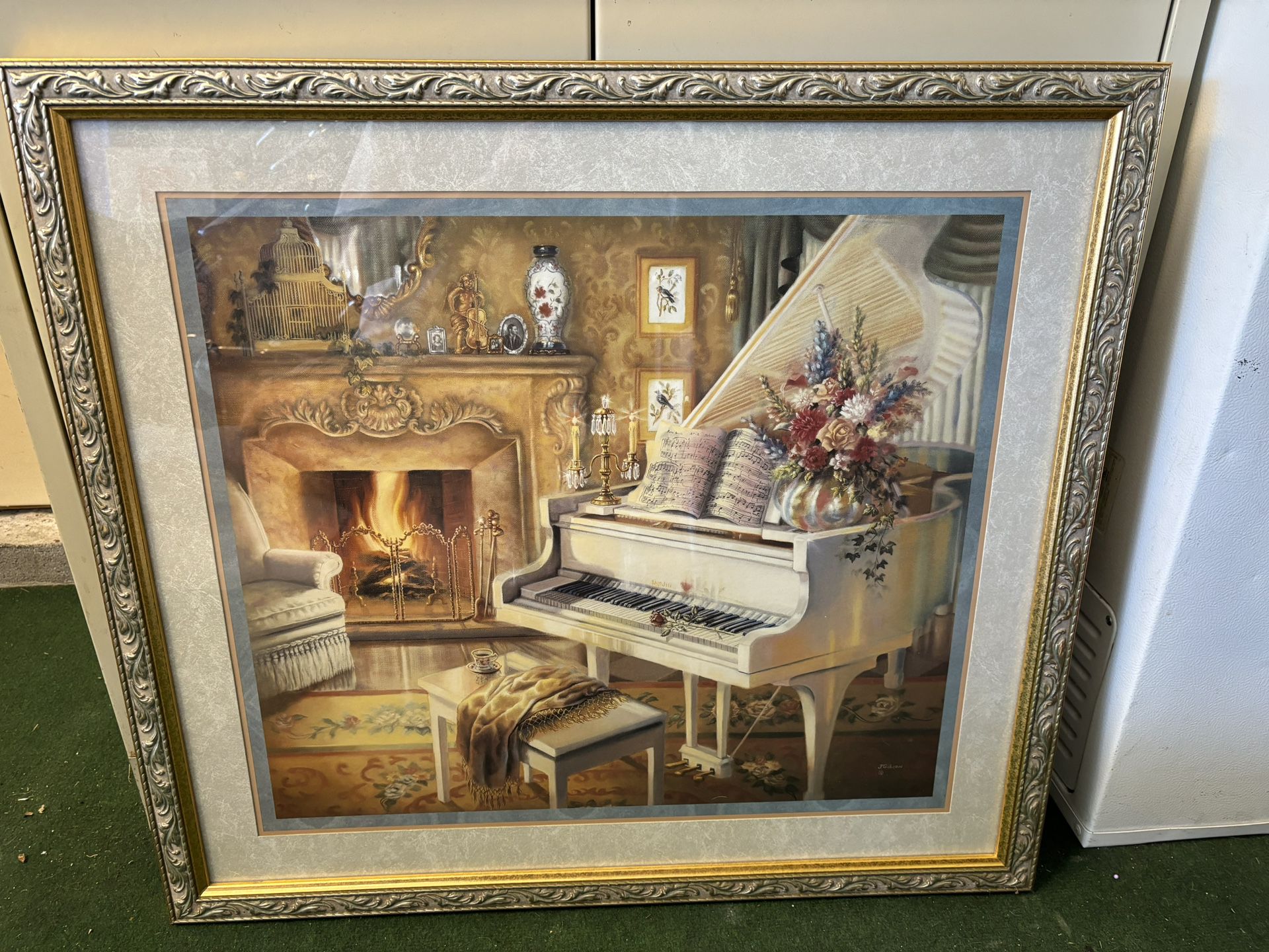 Home Interiors Piano/Fireplace Framed Wall Art