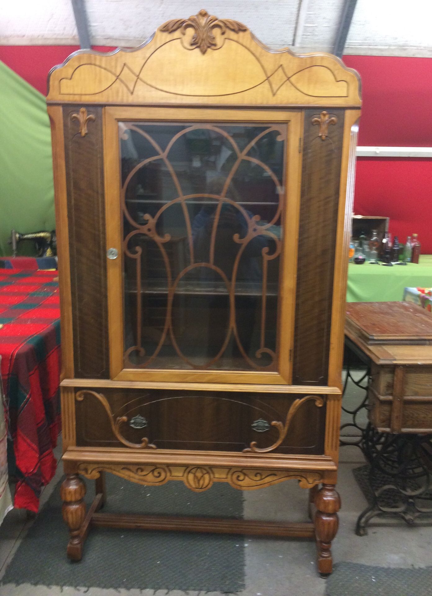 Antique china cabinet with light