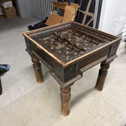 Antique Wooden Sofa Side Tables - Set of 2