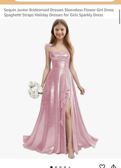 Sequin Junior Bridesmaid Dresses Sleeveless Flower Girl Dress Spaghetti Straps Holiday Dresses for Girls Sparkly Dress