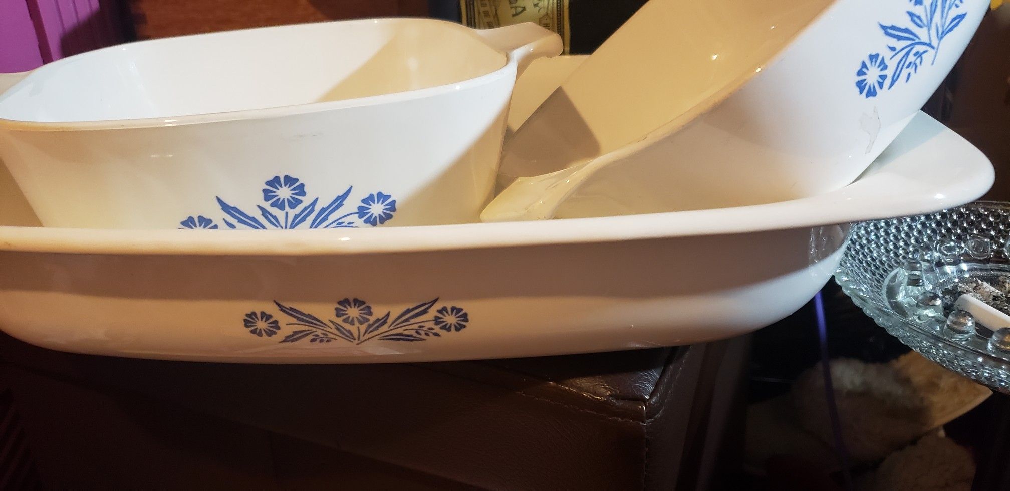 3 piece Corningware set blue cornflowers