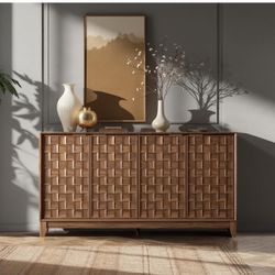Colamy Fluted Sideboard Cabinet W/ Storage - Brand New