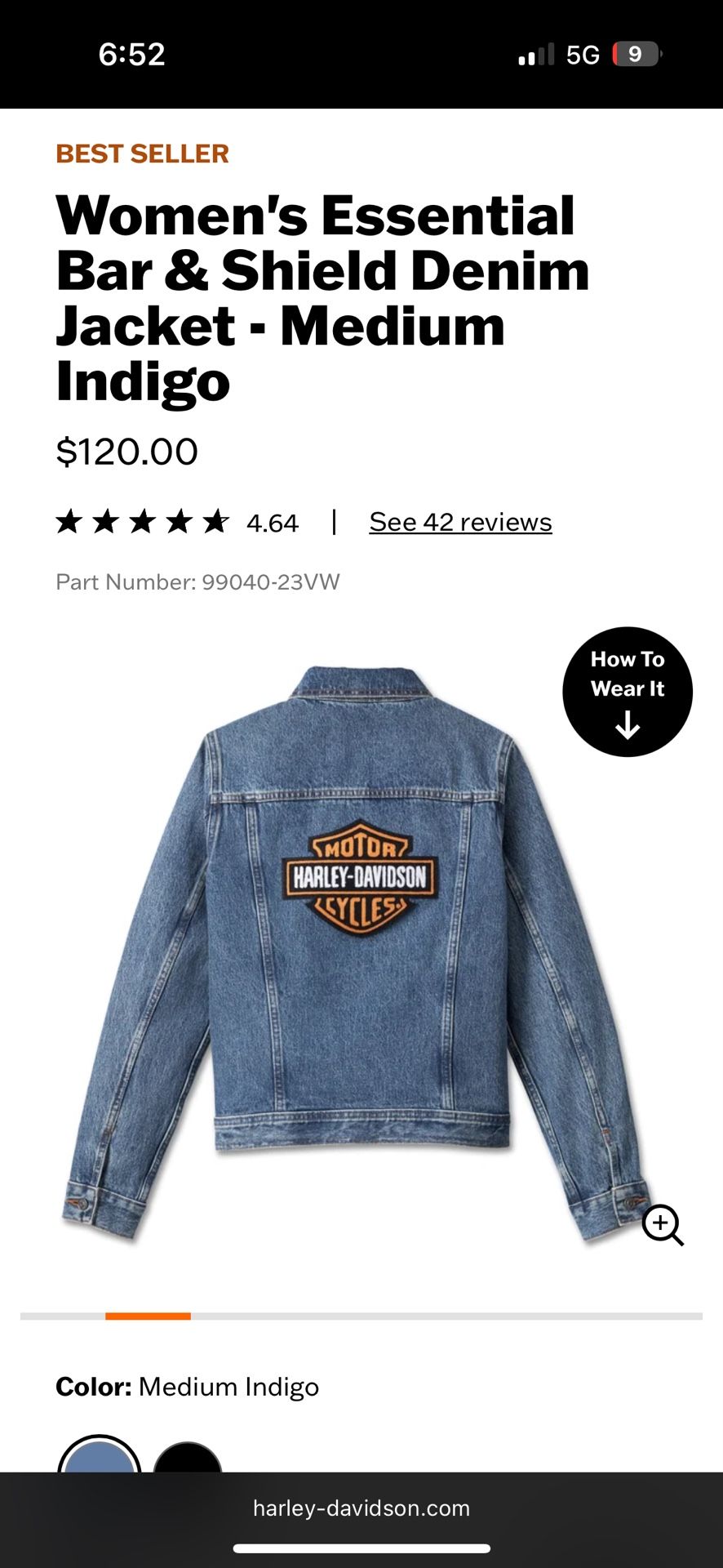 Harley-Davidson Women's Essential Bar & Shield Denim Jacket – Size Large