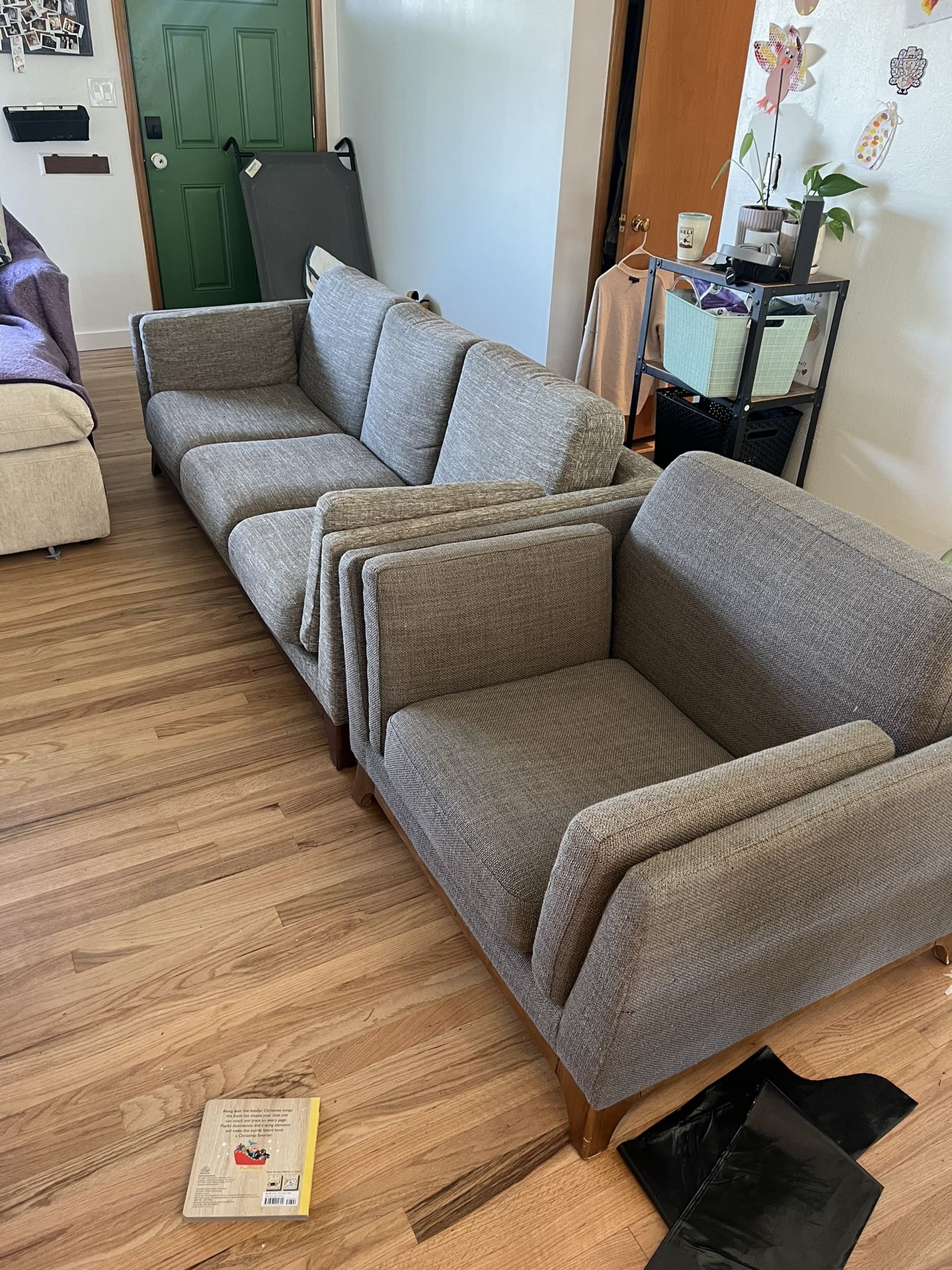 Article Mid century Modern Couch + Chair + Coffee Table