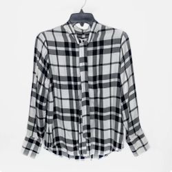 Banana Republic Dillon Black White Plaid Flannel Shirt Size XS