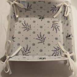 NEW Tissus Toselli French Provencal Bread Basket Lavender Print