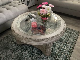42” Round Glass Top Coffee Table