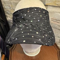 Black Rhinestone Adjustable Sun Visor 