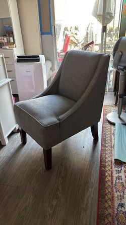 Gray Herringbone Accent Chair – Swoop Arm
