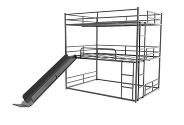 Metal Full Size Loft Bed with Slide and Ladder, Black