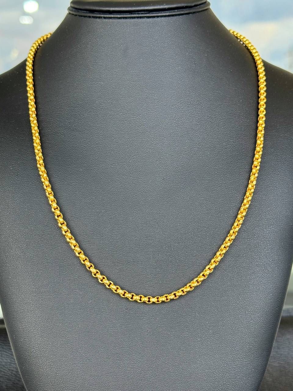 22k yellow gold rolo chain with 24k gold lock 22.5β 4.5mm 32.2g