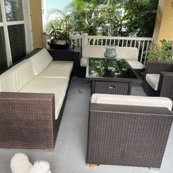 White Cushion Patio Set