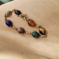 Real Vintage  Gold Scarab Bracelet -14kt Gold