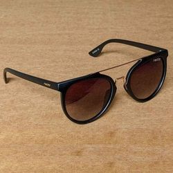 NEW Nectar Remi black frame amber brown gradient lens unisex browbar brow bar polarized sunglasses